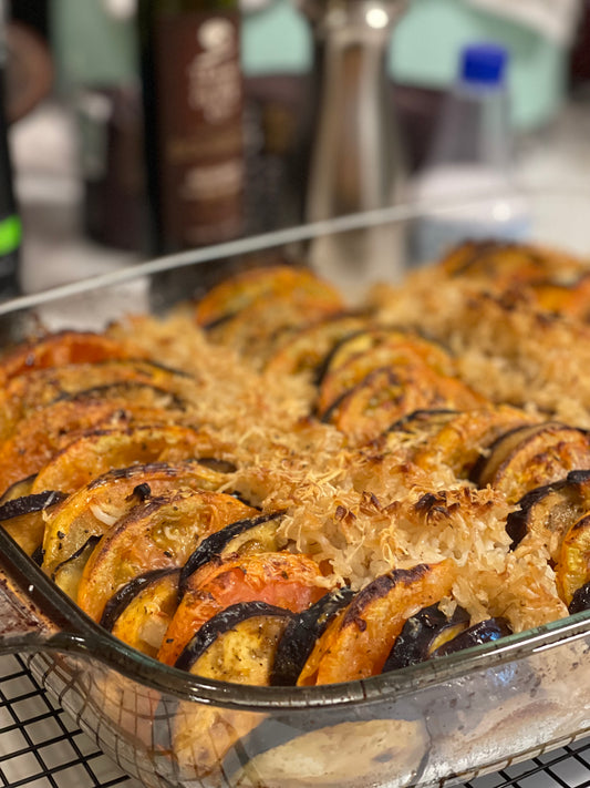 Easy Eggplant Crispy Brown Rice Gratin